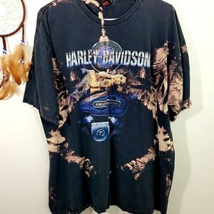 Harley-Davidson Black and Tan Tie-Dye Short Sleeve Tee
